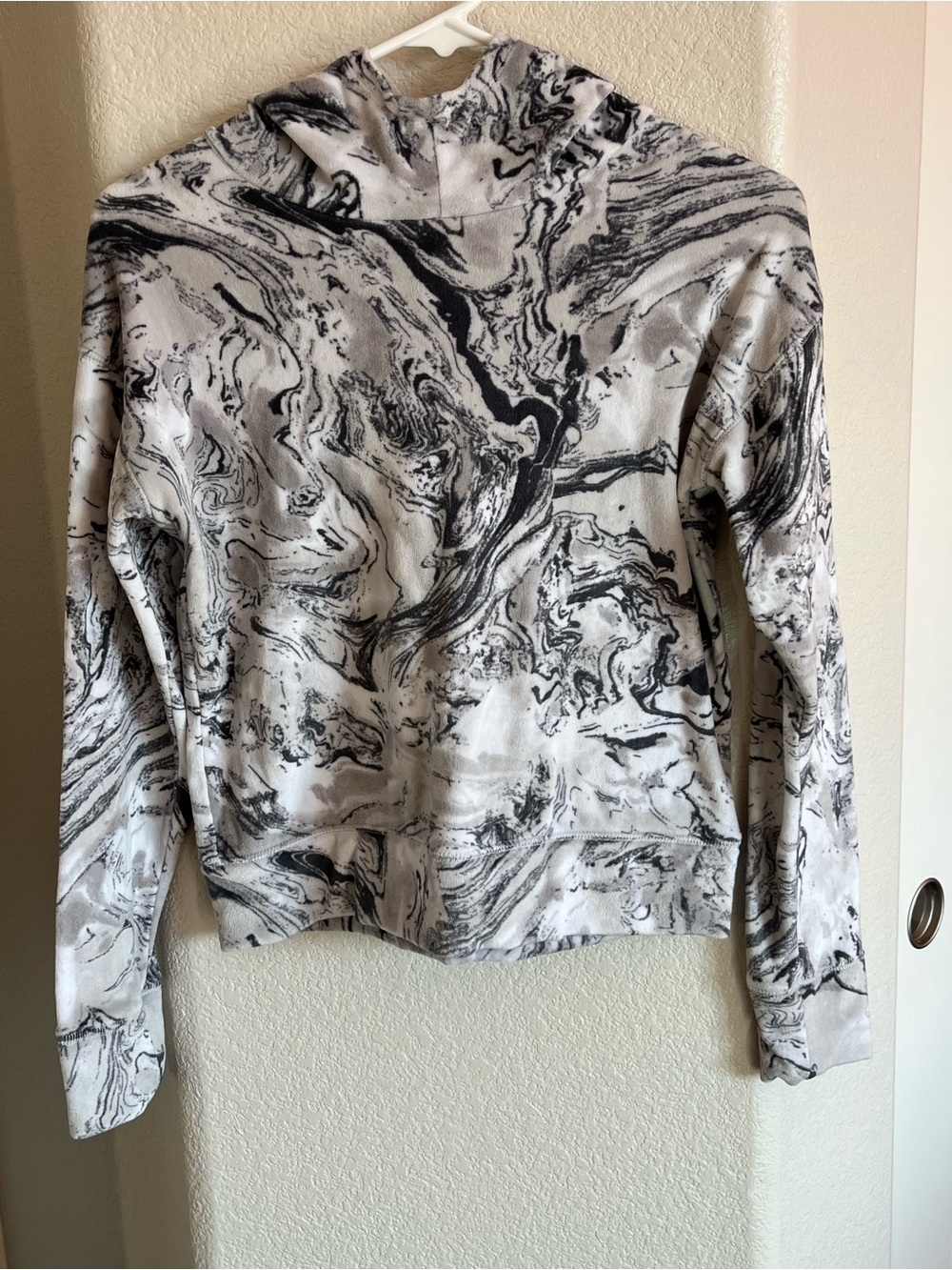 Marbled Black & White Hoodie kids Casual Pullover